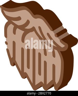Human Brutal Bushy Beard isometric icon vector illustration Stock Vector