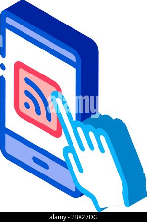 Hand Push Wifi Button isometric icon vector illustration Stock Vector