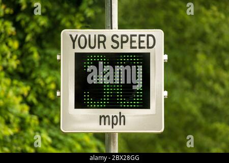 Speed Indicator Device (SID) that measures and displays the speed of approaching cars. UK. Other screen variations available in my portfolio. Stock Photo