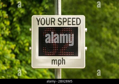 Speed Indicator Device (SID) that measures and displays the speed of approaching cars. UK. Other screen variations available in my portfolio. Stock Photo