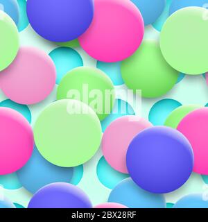 Abstract background of holes and multicolored circles with shadows Stock Vector