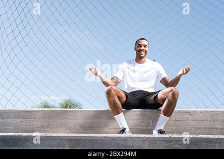 Full length African American male athlete portrait Stock Photo