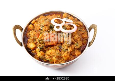 Chana Masala or gram dish in copper bowl Stock Photo