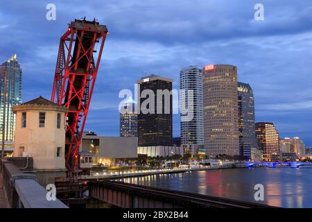 Cass Street & CSX Bridges over the Hillsborough River,Tampa,Florida,USA,North America Stock Photo
