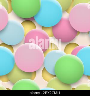Abstract background of holes and multicolored circles with shadows Stock Vector
