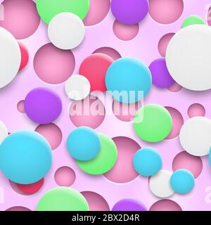 Abstract background of holes and multicolored circles with shadows Stock Vector