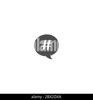 hashtag icon in speech bubble. concept of number sign, social media and web communicate. flat style trendy modern vector illustration Stock Vector