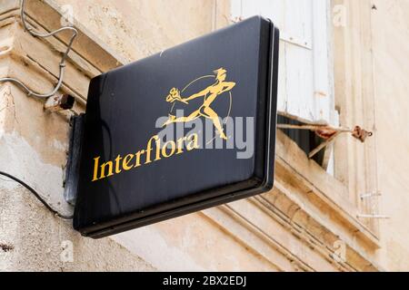 Bordeaux , Aquitaine / France - 06 01 2020 : Interflora logo sign of shop flowers and delivery network store Stock Photo