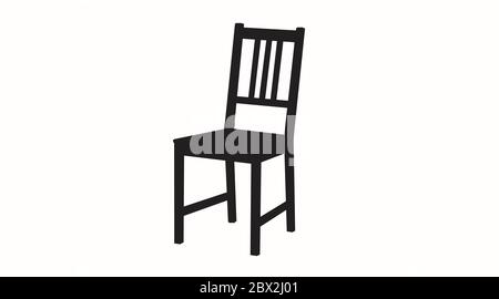 Vector Isolated Illustration of a Wooden Chair in Black and White. Silhouette Stock Vector