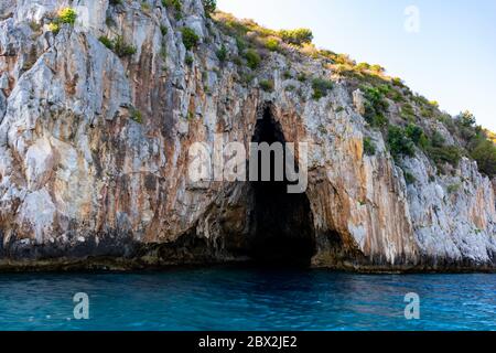 Italy, Campania, Palinuro Cape - 11 August 2019 - A mysterious cave in Capo Palinuro Stock Photo