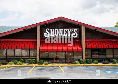 A logo sign outside of a Shoney's restaurant location in Charleston, West Virginia on May 29, 2020. Stock Photo