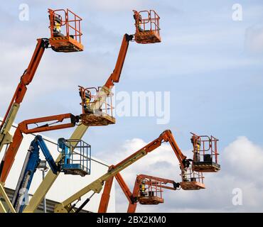 Mobile elevating work platforms Stock Photo