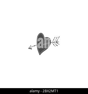 Heart with an arrow - doodle hand drawn vector illustration Stock Vector
