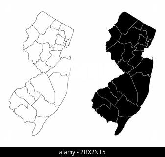 New Jersey county maps Stock Vector