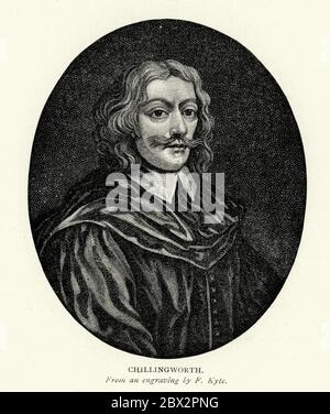 William Chillingworth  (12 October 1602 – 30 January 1644) was a controversial English churchman. from a 18th century engraving by Francis Kyte. Stock Photo