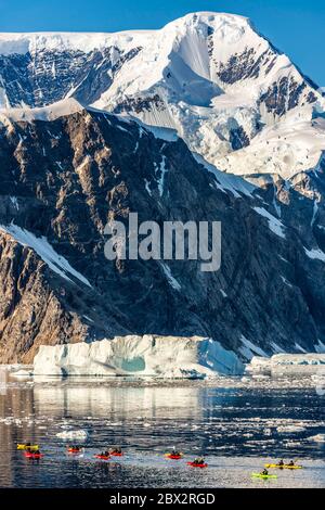 Antarctica, Southern Ocean, Antarctic Peninsula, Graham Land, Andvord Bay, Néko Harbor, kayak exploration Stock Photo