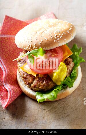 Parmesan veal burger Stock Photo