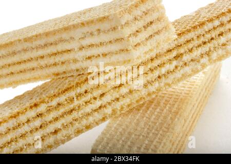 Rectangle shape wafer biscuit. Food background. Stock Photo