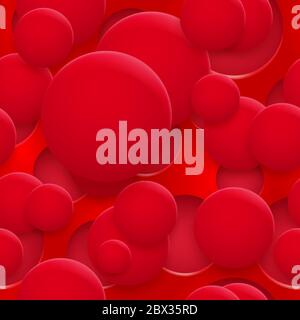 Abstract seamless pattern or background of holes and circles with shadows in red colors Stock Vector