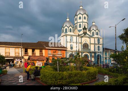 Columbia, Quindio Department, Filandia, cultural landscape of colombia coffee, inmaculada concepcion church Stock Photo