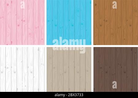 Collection of light and dark wooden texture seamless pattern set -  Vector illustration. Stock Vector
