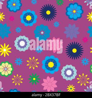Vector flower seamless on violet background Stock Vector