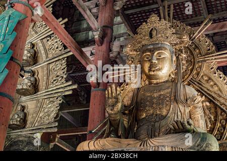 Buddha statue in the Todai-ji buddhist temple in Nara, Japan Stock Photo