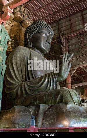 Nara / Japan - May 12, 2018: Daibutsu large bronze statue of Buddha in the Todai-ji temple, UNESCO World Heritage Site in Nara, Japan Stock Photo