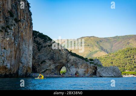 Italy, Campania, Capo Palinuro - 11 August 2019 - The natural arch Stock Photo