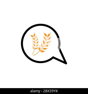 bubble chat wheat vector design template illustration Stock Vector