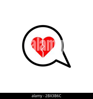 broken heart chat vector design template illustration Stock Vector