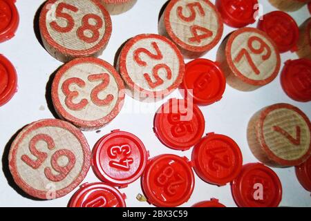 wood circles with numbers Stock Photo