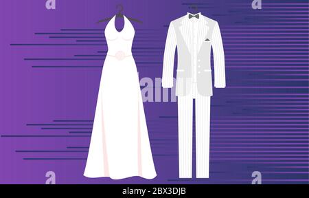 mock up illustration of couple night dress on abstract background Stock Vector