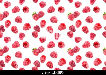 seamless pattern with raspberries on a white background. Stock Photo