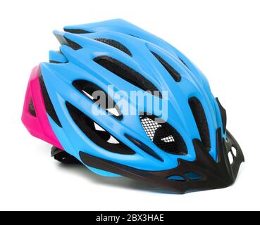 Multicolor bicycle helmet isolated on white background with shadow Stock Photo
