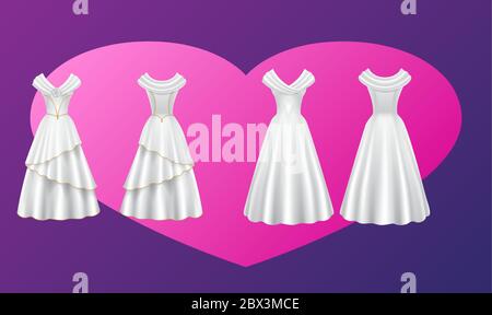 mock up illustration of different wedding dress on abstract background Stock Vector