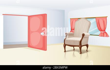 mock up illustration of realistic big chair in a room Stock Vector