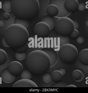 Abstract seamless pattern or background of holes and circles with shadows in black and gray colors Stock Vector