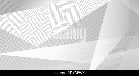 Abstract background of concentric squares and intersecting polygons in gray colors Stock Vector