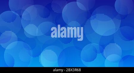 Abstract background of intersecting circles consisting of dots, in blue colors Stock Vector