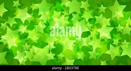 Abstract background of translucent stars in green colors Stock Vector