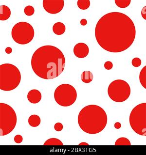 Seamless abstract pattern with big red circles and dots on white background. Kaleidoscope background. Bright wallpaper, good for printing. Summer Vect Stock Vector