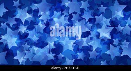 Abstract background of translucent stars in blue colors Stock Vector
