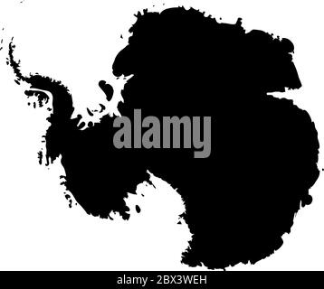 Map of Antarctica. Black outline. High detailed vector illustration ...