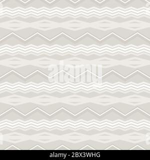 French Gray Linen Chevron Stripe Texture Background. Ecru Flax Seamless Pattern. Ikat Kelim Edge Line Swatch. Off White Unbleached Gray Cloth Effect Stock Vector