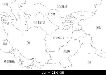 Blank Map Of Central Asia Central Asia Comprising Bokhara, Cabool,