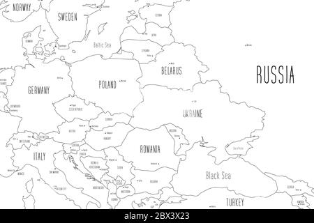 Map of Eastern Europe. Handdrawn doodle style. Vector illustration. Stock Vector