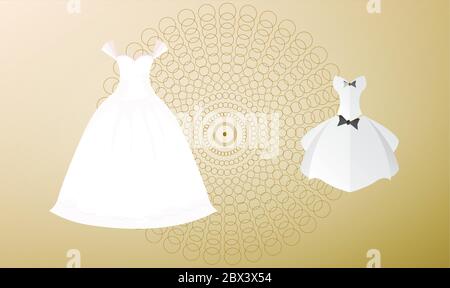 mock up illustration of wedding dress on abstract background Stock Vector