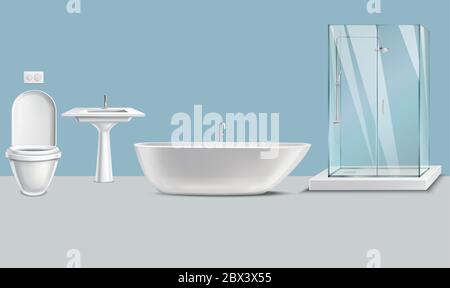 mock up illustration of realistic washroom Stock Vector