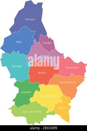 Cantons of Luxembourg. Map of regional country administrative divisions ...